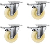 Coshano 4 Ruedas de placa Giratorias de Nilon 5" 125mm con Freno para Muebles, carros, soportes