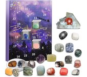Calendario de Adviento 2024 Rocks 24 días Piedras preciosas de cristal natural Minerales y fósiles Calendario de cuenta regresiva para Navidad Colección Rock(El estilo y color de las piedras son aleatorios).