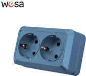 WESA Blue Wall Surface Button Light Switch EU Standard Classic Paint Plastic Outdoor 2 Gang 1 Way Wall Exterior Rocker Switch