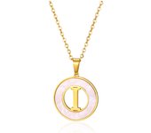 Stainless Steel Round White Necklaces For Women Gold Color  Initial Woman Man 26 Letters Pendant Chain Necklace Jewelry Gifts