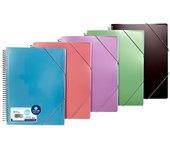 Carchivo carpeta metal espiral pp 20 fundas a4 cierre c/gomas  colores metalicos surtidos
