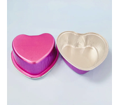 50Pcs 100ml Tin Foil Aluminum Foil Pudding  Cup With Lid Heart-shaped Disposable Mini Mousse Cupcake Containers Baking Mould
