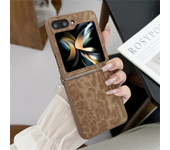 Fashion Leopard Print Phone Case for Samsung Galaxy Z Flip 6 Z Flip 5 Z Flip 4 Z Flip 3 Ultra Thin Leather Shockproof Case