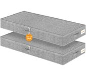 mepure Underbed Storage Boxes – 3 Pack Fabric Storage Bags, 50L Under Bed Storage Box with Lids and Zips, Foldable Clothes Organiser for Bedding, Quilts, Toys, Shoes – Grey