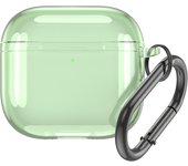 Transparent Protective Case Cover Shockproof TPU Soft Skin Case Cover with Carabiner Transparent Case for Apple Airpods 4 (2024)