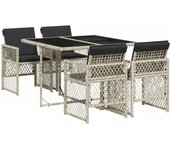 VidaXL Conjunto de jardín Bombay mesa + 4 sillones + cojines