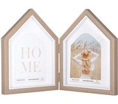 DEMARK MARCO DE MADERA DOBLE DOS FOTOS 10X15CM SOBREMESA CASITA MADERA 21x17x4 Cms.