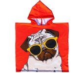 SUN & SURF Poncho Infantil Perro Carlino Gafas con Capucha y Sin Mangas - Diseño Colorido y Alegre, 100% Microfibra, Ideal para Playa y Piscina, Secado Rápido