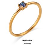 E.B.belle 12 Months Constellation CZ Birthstone Rings For Woman Gold Plated Stainless Steel Zodiac Birthday Gift Ring Jewelry