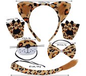 Adults Leopard headband Cosplay Kawaii Animal Ears Headband Funny Nose Face Wearings Halloween Party Costumes Bow Tie Tail