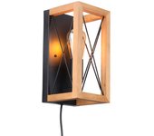 Barcelona LED Aplique de pared en madera y metal, con cable y enchufe "Montse" - E27