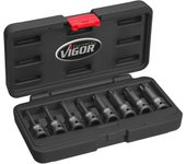 Vigor Juego de Llave Vaso Destornillador de Impacto T30 - T80 1/2 Pulgadas