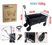 Carrito de Transporte de Mano Plegable ,Carro con 4 Ruedas Grandes con Freno Resistentes para Camping, Playa,Jardín,Piscina, Casa o Almacén.Carreta plegable para jardín y aire libre con bolsa.Carretilla con Mango Ajustable CARRO.