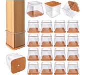 24Pcs Chair Leg Floor Protectors for Hardwood Floors, Silicone Chair Caps Covers Furniture Pads Sliders W/ Wrapped Felt Bottom