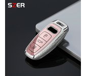 ABS Shell Car Remote Smart Key Case Cover For Audi A6 A6L A7 A8 A8L A3 E-tron 55 Q7 Q8 C8 2019 2020 2021 Keychain Accessories