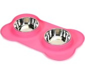 Cuencos para Perros, 2 cuencos de Maple inoxidable para perros sin derretes, alfabrilla de silicona antideslizante, comederos para Perros grandes, Gatos y Perros