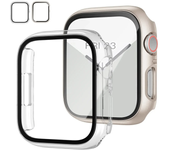 2Pack Tempered Glass+cover For Apple Watch Case 44mm 40mm 42mm 41mm 45mm PC bumper Screen Protector iWatch series 9 8 7 6 5 3 se