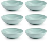 Tradineur - Pack de 6 platos hondos de plástico, reutilizables y reciclables, aptos para uso alimentario, microondas y congelador, fabricados en España - Ø 19 cm - 900 ml - Verde pastel