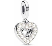 Charm Colgante Doble Corazón Blanco Anacarado Pandora - 792649C01