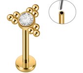 1PC CZ Crystal Cluster Paved Labret Lip Stud 18K Golden Plated Surgical Steel Cartilage Ear nose Ring  Threadless Lobe Helix Ear