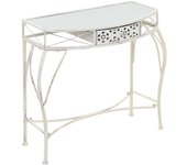 vidaXL Mesa auxiliar estilo francés metal 82x39x76 cm Blanco, Dorado, Mesa de sofá Mesa de Entrada para Salón Consola de Entrada Mueble Recibidor Mesita Mesa auxiliar Salon