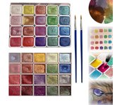 Gogodusk Juego de pintura de acuarela cambiante, pintura de acuarela que cambia de color forestal, acuarelas con brillo metálico Lisilinka, juego de pintura de acuarela metálica, 20 colores de pinturas de acuarela brillantes (2PCS)
