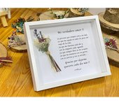 Marco de madera con mensaje verdadero amor y ramo de flores naturales preservadas y secas mensaje de amor - regalo para hombre mujer para bodas aniversario marco de madera con fondo mensaje de amor