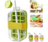 Cubitera y bandeja 2 en 1, máquina de hielo sin contacto, molde flexible de silicona para hielo rápido y bebidas refrescantes (rosa, 800 ml)