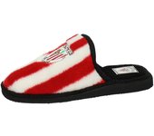 Zapatillas Casa marca ANDINAS para hombre en color blanco-rojo. Zapatillas de Casa para Hombre Andinas sin Cordones en Blanco y Rojo