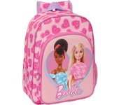 SAFTA - MOCHILA INFANTIL ADAPT.CARRO BARBIE "LOVE" - Mochila con Asas Ajustables y Espalda Ergonomica - Mochila con Compartimientos con Cremallera - Mochila Diseño Único y Licencia Oficial By BARBIE "LOVE"