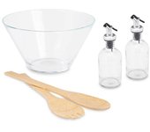 STARLEY-Juego de 5 Piezas Ensalada,Incluye 1 Bol Grande,2 Botellas y 2 Cucharas,Ideal para preparar una ensalada