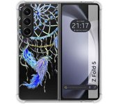 Funda Silicona Transparente para Samsung Galaxy Z Fold 5 5G diseño Plumas Dibujos