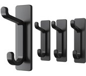 Perchero de pared de metal resistente de acero inoxidable de hasta 6 kg para colgar toallas, abrigos, sombreros, bolsos en la ducha del baño, color negro, paquete de 4