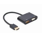 Gembird a-hdmim-hdmifvgaf-01 hdmi macho a hdmi hembra + vga hembra + cable adaptador de audio, negro