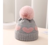 Autumn Winter Baby Knitted Hat Soft Pompom Newborn Beanie Cap Cute Love Heart Crochet Warm Infant Girls Hats Bonnet