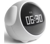Reloj despertador inteligente para niños, reloj despertador con emoji, luz nocturna con activación por voz (blanco)