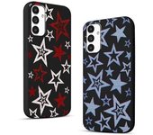 Pack de 2 fundas de estrellas para Samsung Galaxy A50, A30s y A50s de 6,4 pulgadas. Diseño Y2K con estrellas azules, diseño Y3K, para mujeres, niñas y adolescentes. Funda protectora negra a prueba de golpes para el A50.