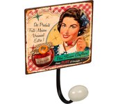PERCHA pared metal diseño Cartel Retro Vintage decoración mujer USA CONFITURE pin up con 1 GANCHO porcelana