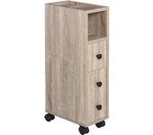 kleankin Armario de Baño Mueble Auxiliar para Baño Espacio Reducido con Ruedas Estantes Abiertos Armario Cajón 18x30x68,5 cm