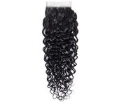 Yyong Brazilian Water Wave Lace Closure 4x4 Swiss Lace Free Middle Three Part Remy Human Hair Natural Color 8-20 inches