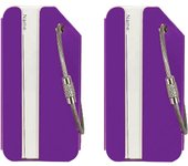 Paquete de etiquetas de maleta de aluminio con tarjeta de identificación, etiquetas de equipaje de colores brillantes para identificar rápidamente bolsas de viaje y maletas (púrpura)
