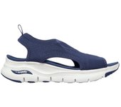 Cómoda  Sandalia de mujer Skechers ARCH FIT SANDAL CITY CATCH en tejido azul adaptable. Entre suela de aire amortiguadora. Plantilla Arch Fit, con más ajuste en el arco Altura Tacón bajo (1-3 cm) Referencia 119236-NVY