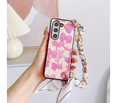 Cute Bear PU Leather Cover with Scarf Handbag Style Chain Wrist Strap For Samsung Galaxy Z Fold 6 5 4 3 5G Hard Shell Phone Case
