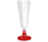Algon - Set de 4 Copas Cava Pie Rojo 150cc - Plástico Reutilizable para Celebraciones, Duraderas y Elegantes - Eventos al Aire Libre