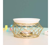 Quemador de vela de metal, difusor de lámpara de fragancia de forma geométrica, calentador de agua esencial with candelabra, para decoración del Hogar, dormitorio, Meditación