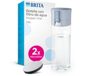 BRITA Botella Filtrante de Agua, Mod. VITAL Azul Claro (600 ml), Incluye 2 filtros MicroDisc, para hidratarse en cualquier lugar, elimina cloro, impurezas, hormonas y preserva minerales