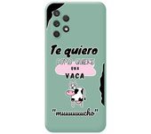 Tumundosmartphone Funda Silicona Líquida Verde para Samsung Galaxy A32 4G diseño Vaca Dibujos