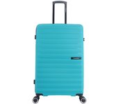 SAXOLINE Maleta grande, colección Fiesta, color turquesa, material polipropileno, 4 ruedas, tamaño 75x45,5x30 cm, 107 litros, 4.4 kg