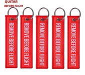 5 PCS/LOT Remove Before Flight Woven Keychains Special Luggage Label Red Chain Keychain for Aviation Gifts Keyring Jewelry