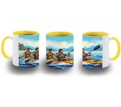MERCHANDMANIA TAZA COLOR deporte playa kayak amigos isla tropical color mug